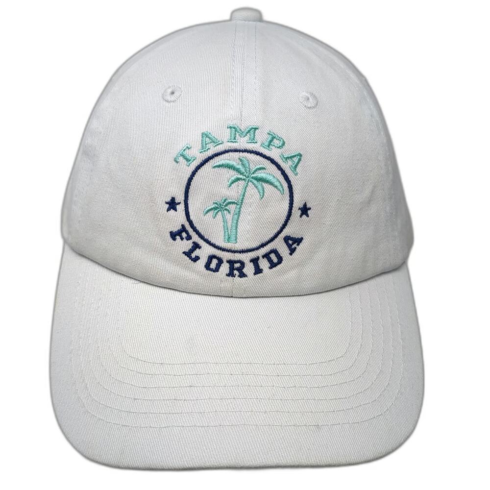 DMR Classic Headwear Baseball Cap White One Size Tampa Florida Palm Tree Hat